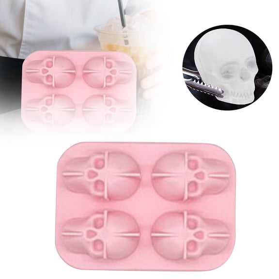 Skull Ice Cube Mold, 4-Cavity Silicone Ice Tray for , Cocktails, and Beverages, Food-Grade Flexible Ice Maker for Halloween & Party Drinks, Easy Release & Dishwasher Safe