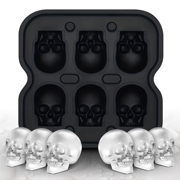 Skull Ice Cube Mold - Reusable Silicone Ice Tray for Halloween Parties and Fun Drinks
