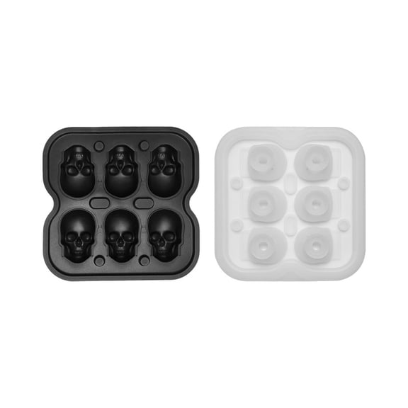 Skull Ice Cube Tray, 6 Cavity Silicone Ice Mold Easy Release Reusable Maker For Whiskey Cocktails Home Bar (1PC)