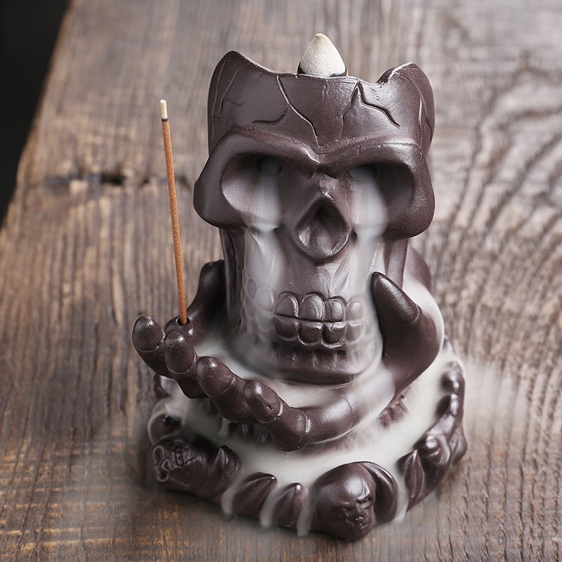 Skull Incense Burner Holder Ceramic Backflow Incense Burner Insencents Holder Home Decor Aromatherapy