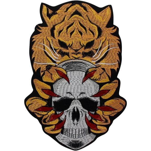 Skull Iron on Patches Personalized Embroidered Patch for Jacket Racing Motorcycle Style Patches with Tiger Claw Design 1 Piece