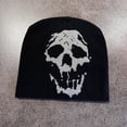 thumbnail image 1 of Skull Jacquard Pullover Knitted Hat Autumn Winter Unisex Outdoor Warm Wool Hat Beanie, 1 of 9