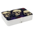 thumbnail image 1 of Skull Jewelry Display Earring Holder Jewelry Box, PU Leather Organizer with Removable Compartment, Portable, 1 of 6