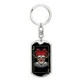 thumbnail image 1 of Skull Joker Keychain Dog Tag Stainless Steel or 18k Gold Keyring, 1 of 16