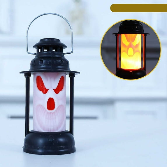 Skull Kerosene Lamp Prop for Halloween Costume Decor, Vintage Style Spooky House Theme, Decorative Oil Lantern for Parties