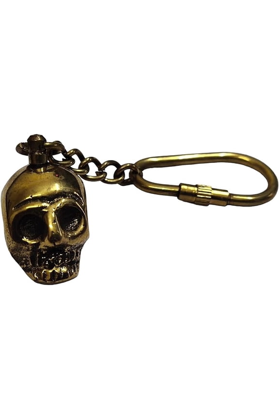 Skull Keychain Shiny Brass finish sold skull style keychain Christmas Gift keychain Nautical Gift
