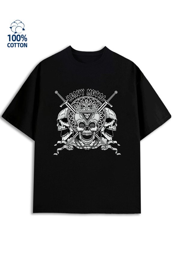 Skull King Tee men's 180G 100% Cotton black Casual Unisex Shirt Graphic Tee tshirts Trendy Unisex Shirt Cotton tshirts Unique Design Unisex Shirt Graphic tshirts Original Unisex Shirt Printed tshirts