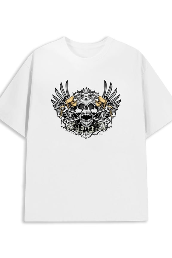 Skull King Tee men's 180G 100% Cotton white Trendy Unisex Shirt Short Sleeve tshirts Casual Unisex Shirt Graphic Tee tshirts Basic Unisex Shirt Cotton tshirts