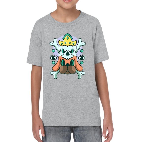Skull King W Dog Modern Style  T-Shirt Juniors -Image by Shutterstock,  Medium