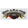 thumbnail image 1 of Skull Kitchen Mat, Skull Sketch with Feathers and Veil American Work of Art Print, Plush Decorative Kitchen Mat with Non Slip Backing, 47" X 19", Red Grey Yellow, by Ambesonne, 1 of 1
