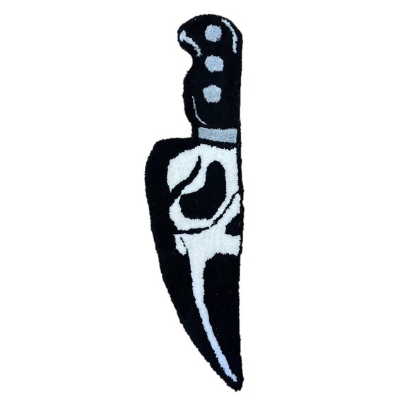 Skull Knife Carpet, Wear Resistant Horror Knife Shape Rug Skull Knife Carpet Horror Scary Scream for Home Welcome Rug (50.8CM)