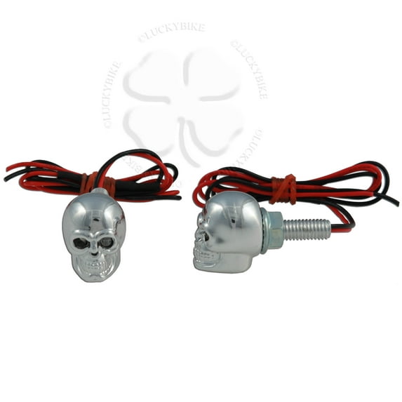 Skull LED License Plate Bolts Blue Chrome Motorcycle Tag Accent Light Fastener