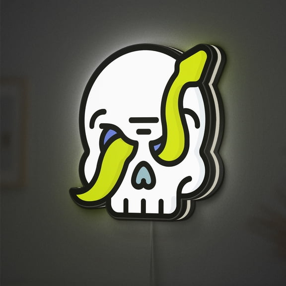 Skull LED Lightbox - Halloween Animal Snake Skeleton Decor, Custom Led Sign for Home Office Shop Decor (Width 24 inch, 60cm)