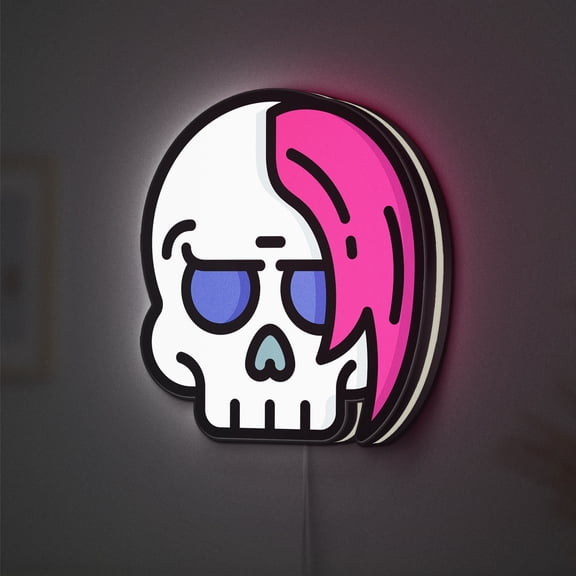 Skull LED Lightbox - Halloween Bones Death Skeleton Decor, Custom Led Sign for Home Office Shop Decor (Width 8 inch, 20cm)