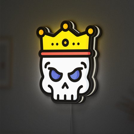 Skull LED Lightbox - Halloween Crowns Jewel Skeleton Decor, Custom Led Sign for Home Office Shop Decor (Height 12 inch, 30cm)
