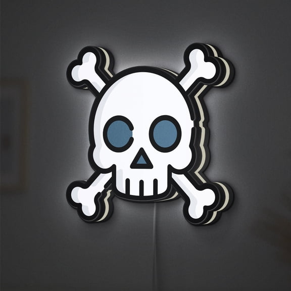 Skull LED Lightbox - Halloween Pirates Death Bones Decor, Custom Led Sign for Home Office Shop Decor (Width 24 inch, 60cm)