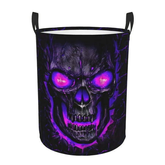 Skull Laundry Basket Laundry Hamper With Handle Foldable Portable Clothes Storage Basket 19.6*15.7 In Storage Bag For Laundry Room/Bathroom,Laundry Hamper,Halloween Decoration Basket,Halloween Basket