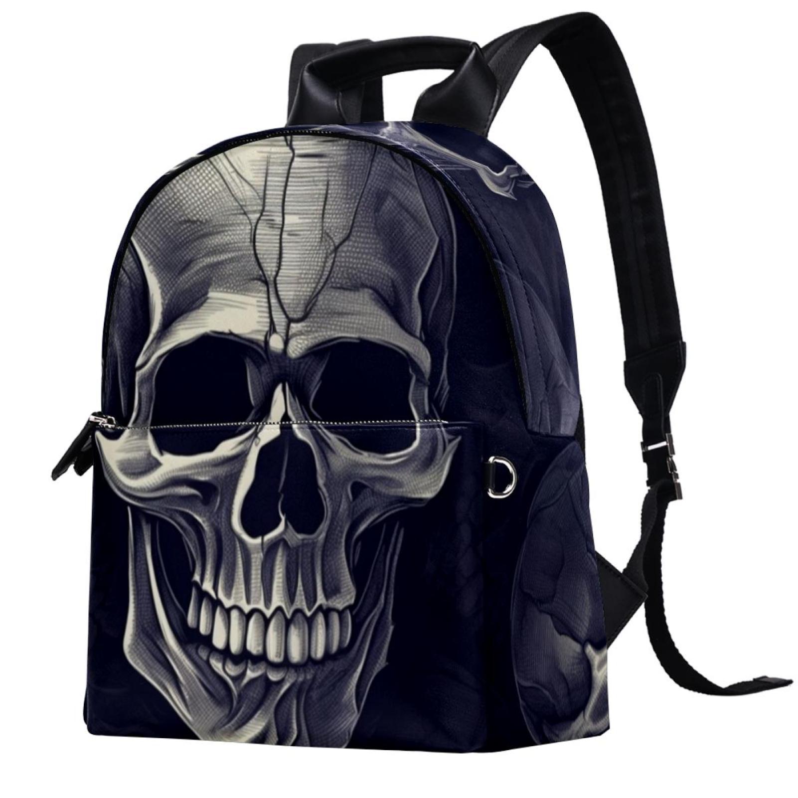 Large Vegan Leather Bucket Backpack with Skull Print, Adjustable Straps ♥️Bold, Fearless, Unmistakably IoPelle Meet our iconic  main image 2