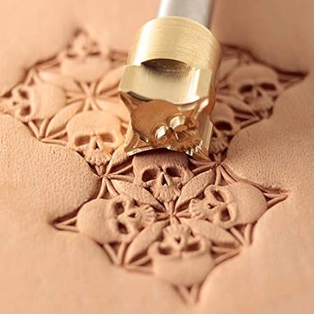 Skull Leather Stamp Tool, Professional Steel Craft Tool for Leatherworking, Embossing, Carving & Stamping Leather Projects, Belts, Wallets & DIY Projects, Compatible with Mallet #378
