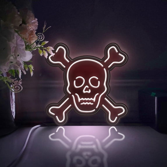 Skull Led Light Box, Dimmable Neon-Like Light Signs USB Power for Wall Decor Bedroom Decoration, Static Light (WxH) 6"x6"