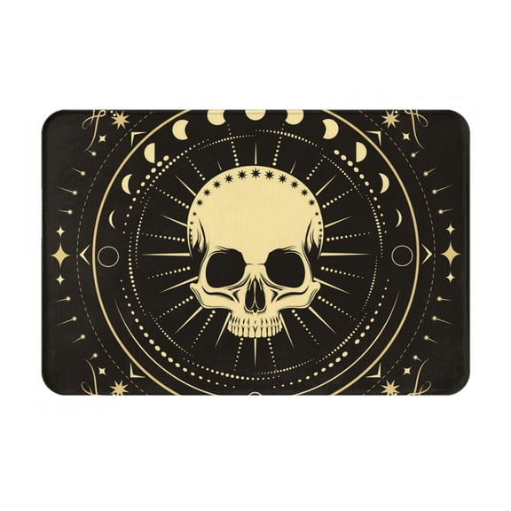 Skull Magic Moon Phases Vintage Doormat Non Slip Front Door Bathroom Bath Mats Entryway Rug 23.6x15.7 Inch Indoor Door Carpet
