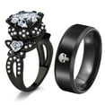 thumbnail image 1 of Skull Matching Rings His and Her Rings Couple Rings 1.5ct CZ Wedding Ring Men Wedding Band, 1 of 8