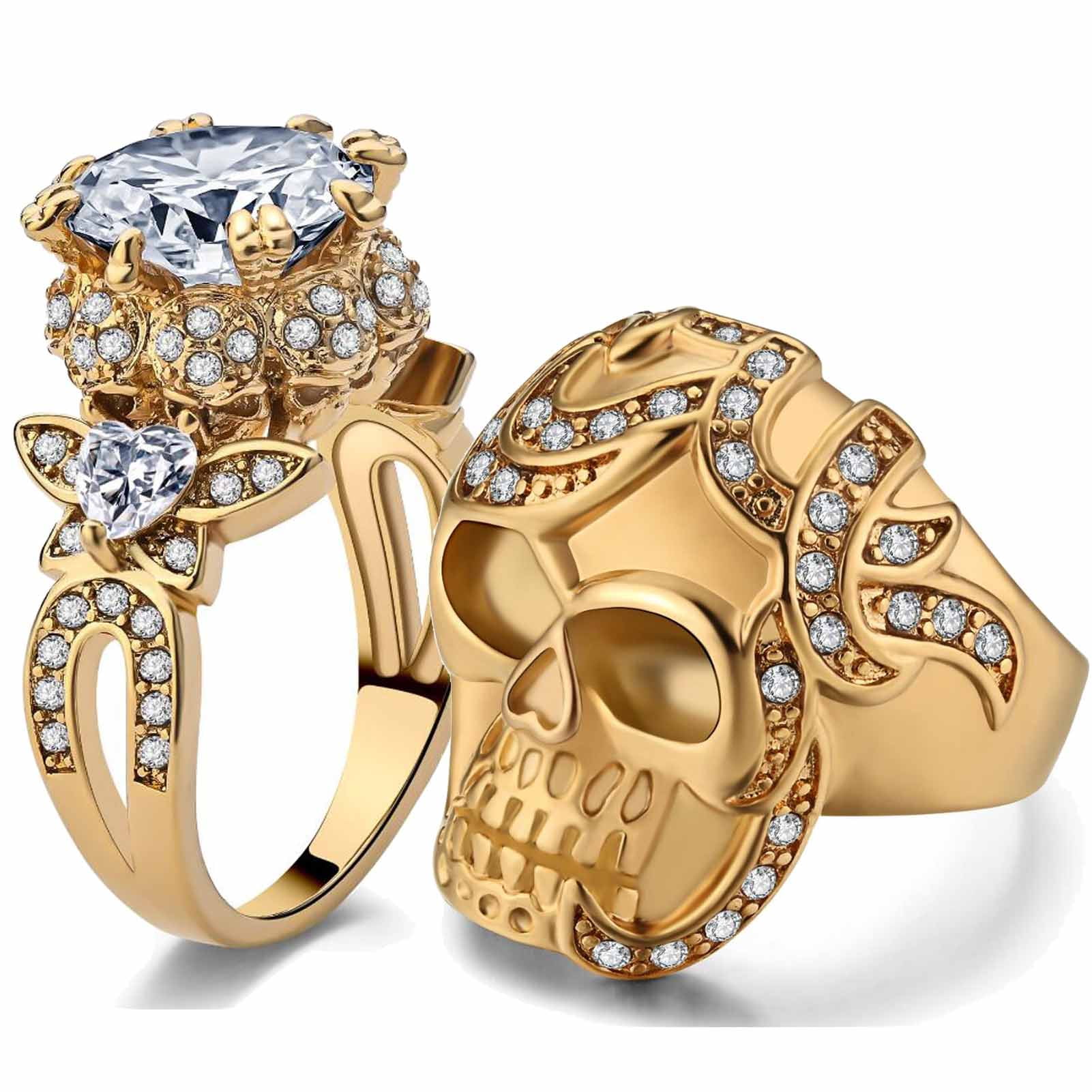 Skull wedding rings shop for her