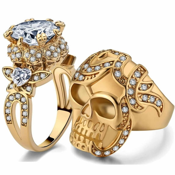 Skull Matching Rings His and Her Rings Couple Rings Wedding Ring Men Wedding Band