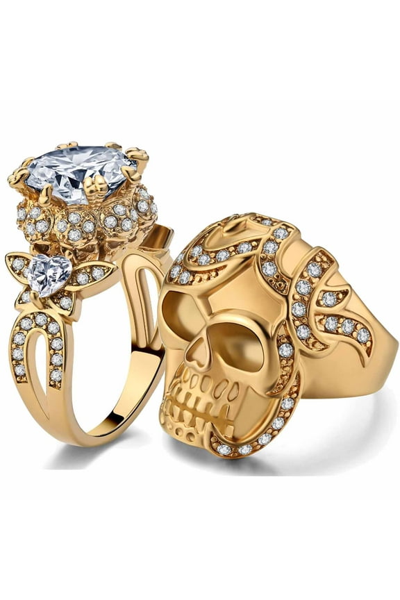 Skull Matching Rings His and Her Rings Couple Rings Wedding Ring Men Wedding Band