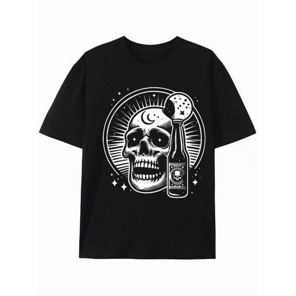 Skull Moon and Beer Graphic Tee