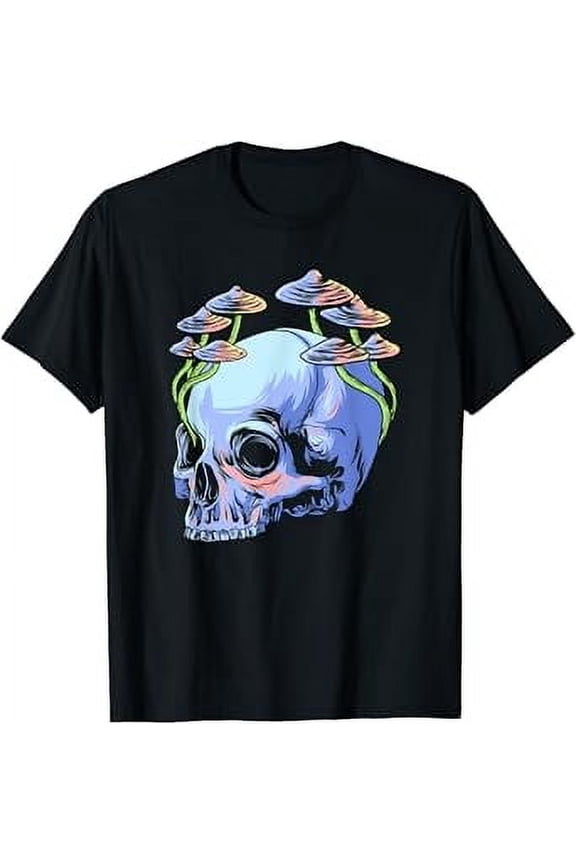 Skull Morel Mushrooms Mycologist Goth Mushroom Emo T-Shirt