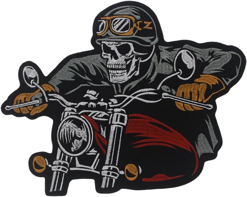 Skull Motorcycle Driver Iron on Jacket Backpacks Biker Patches Individuality Fabric Badge DIY Decorative Fabric Patch 1 Piece