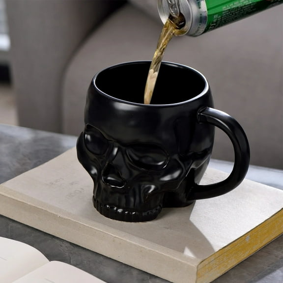Skull Mug with Handles Gothic Ceramic Gruesome Halloween Themed Skeleton Head Mugs