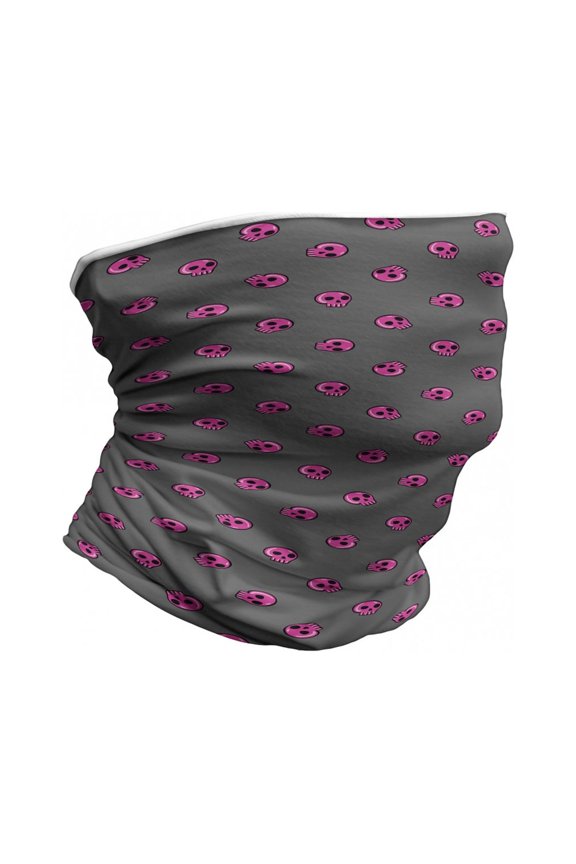 Skull Neck Gaiter, Emo Skulls Teen Culture, Unisex, Dark Taupe Hot Pink, by Ambesonne