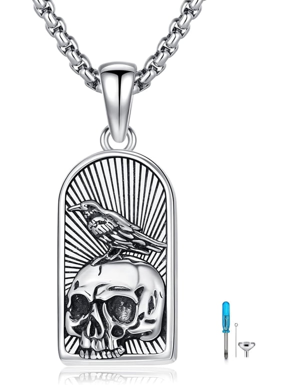 Skull Necklace 925 Sterling Silver Sun and Moon Claddagh Raven Necklace Skeleton Skull Jewelry Gifts for Women Men for Birthday Christmas