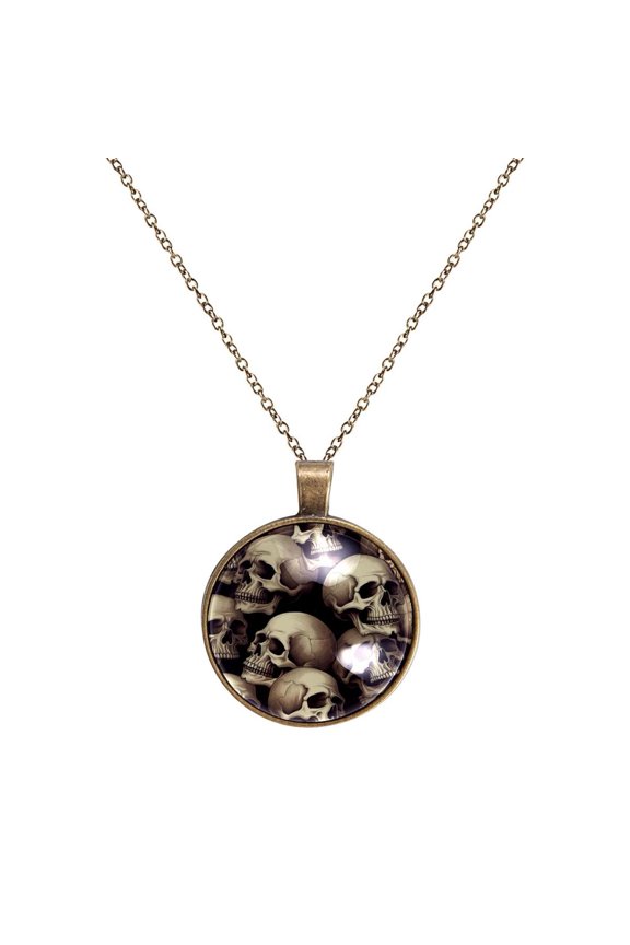Skull Necklace Personalized Custom Photo Round Pendant Adjustable Stainless Steel Necklaces with Gift Box for Men Women Mothers Valentine's Jewelry Gift