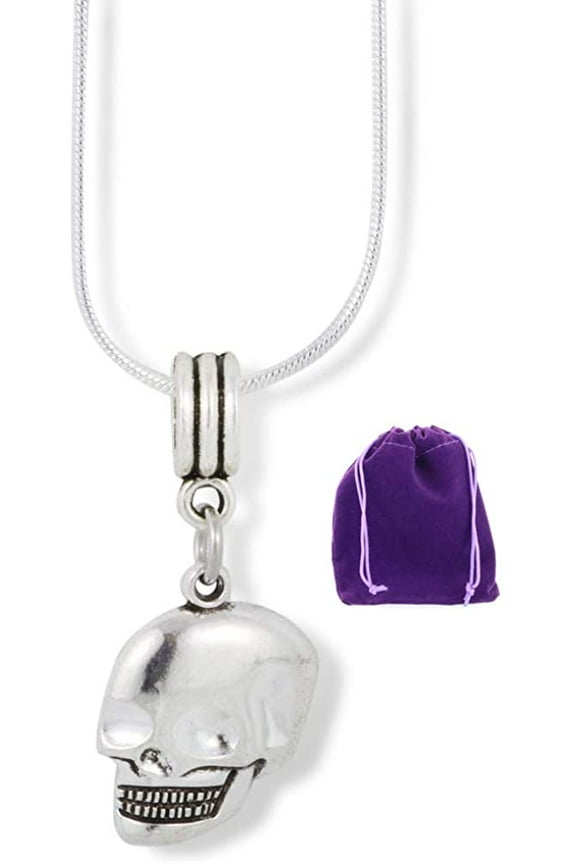 Skull Necklace | Smiling Charm Snake Chain Pendant