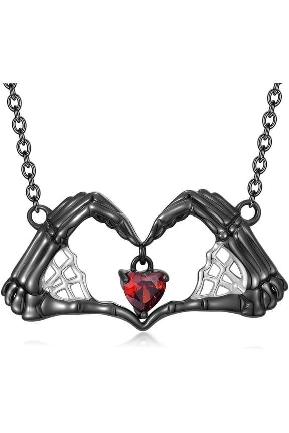 Skull Necklace for Women Men 925 Sterling Silver Skeleton Hand Pendant Necklace halloween jewelry for women