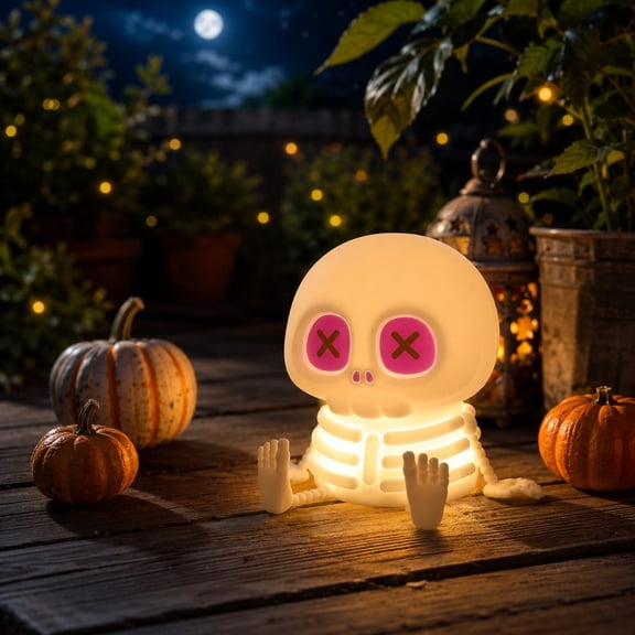 Skull Night Light, Silicone Touch Control Lamp. USB Rechargeable with Timer & Brightness Adjustment, Creates Customizable Glow for Gaming Room, Bedside, or Halloween Decor