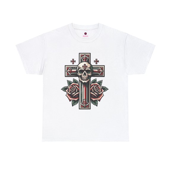 Skull On Cross Solid Unisex Graphic Tee Shirt