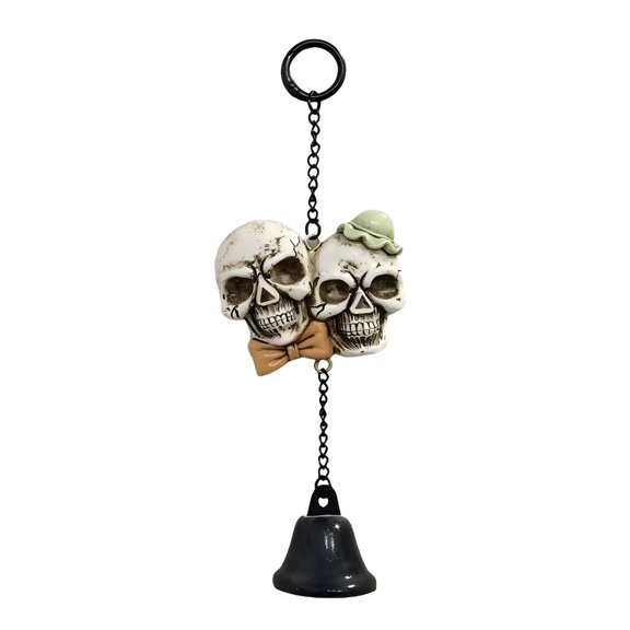 Skull Ornament Resin Skeleton Couple Hanging Bell for Spooky Gothic Halloween Home Decor 1 Piece