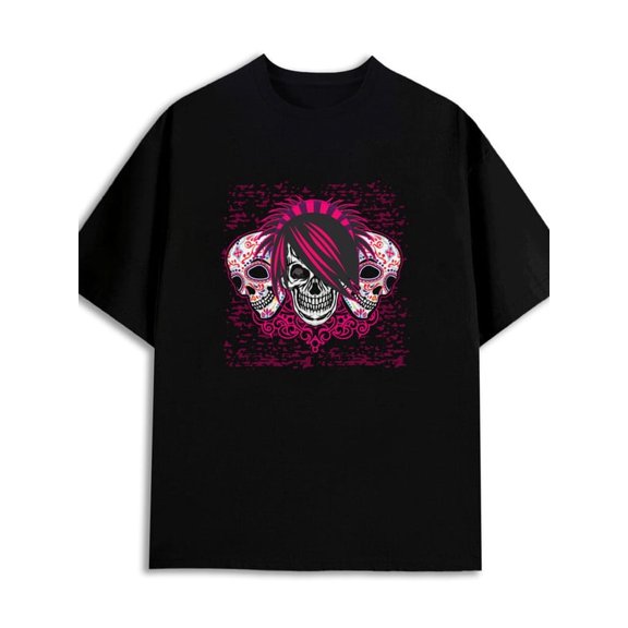 Greenink Skull Party Tee for men 180G 100% Cotton black Fashion Unisex Shirt Short Sleeve tshirts Trendy Unisex Shirt Crewneck tshirts Funny Unisex Shirt Cotton tshirts