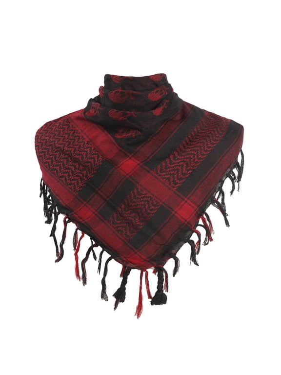 Skull Pattern Arab Keffiyeh Shemagh Square Scarf Lightweight Neck Warmer Cover Desert Scarves Shawl Headwrap for Camping