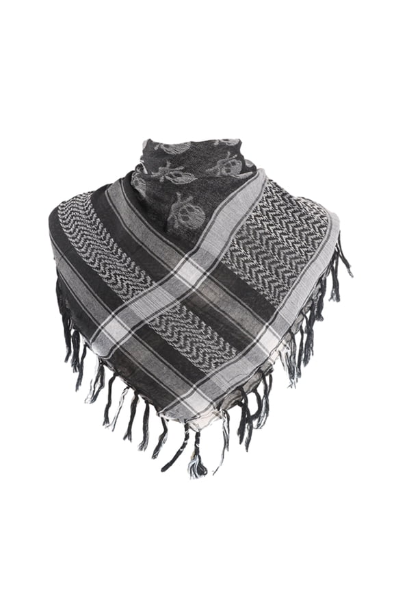 Skull Pattern Arab Keffiyeh Shemagh Square Scarf Lightweight Neck Warmer Cover Desert Scarves Shawl Headwrap for Camping