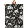 thumbnail image 1 of Skull Pattern Blanket, Gothic-Themed Fleece Throw with Detailed Skull Design, Soft Cozy Lightweight Blanket, for Halloween and Gothic Decor Enthusiasts, 50x60 in,Decor, 1 of 6