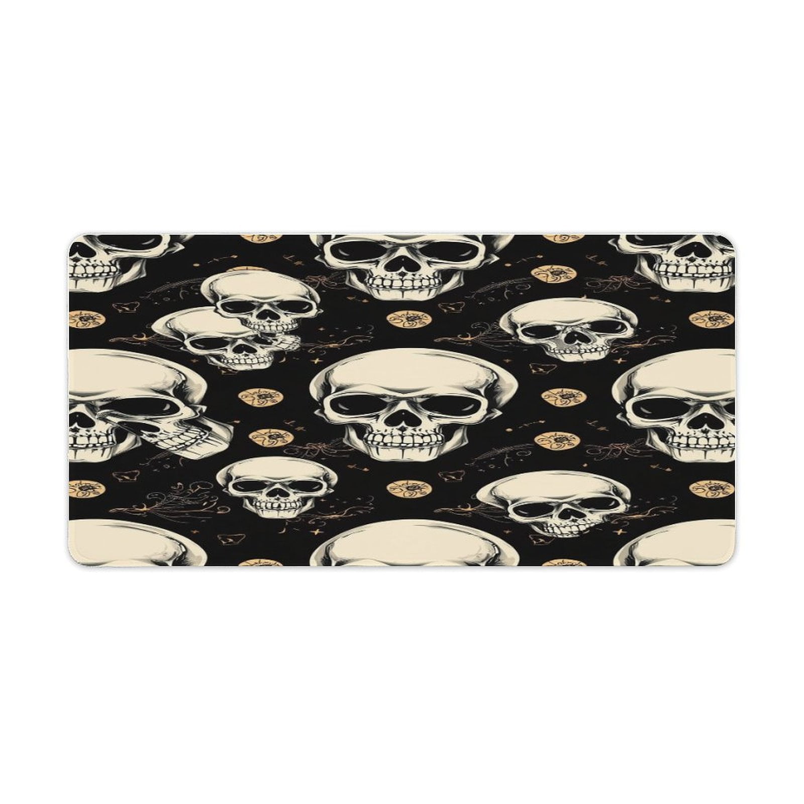 Skull Pattern Dark Background Repeat Mousepad Gamer Desk Mat Large ...