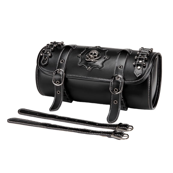 Skull Pattern PU Storage Bag Motorbike Tool Bag Motorcycle Front Bag Front Fork Handlebar Bag Saddlebag