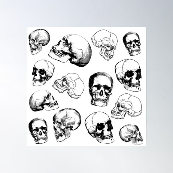 Skull Pattern Poster Wall Art, Modern Wall Decor For Living Room Bedroom, 16x16 UNFRAMED