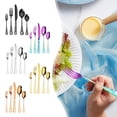 thumbnail image 1 of Skull Pattern Silverware Set for 5, Pirate Rose Flatware set, Skeleton Flower Bat Unique Design, Mirror Polished Gothic Knive Fork Spoon Cutlery Daily Halloween Party Gift Event Dishwasher Safe E, 1 of 5