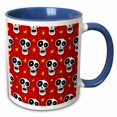 thumbnail image 1 of 3drose, Skull Pattern Toon Skull 1b on Dark Red, 15oz Two-tone Blue Mug, 1 of 6